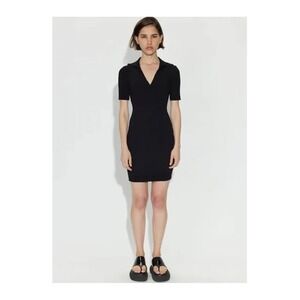 NEW Cotton‎ Black Citizen Ibiza Polo Ribbed Short Sleeve Dress Women's XS